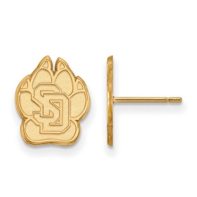 Black Bow Jewelry 14k Yellow Gold South Dakota Coyotes NCAA Post Earrings