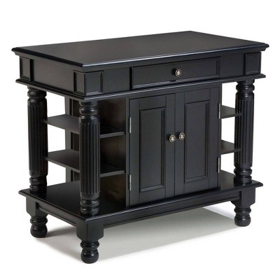 Home Styles Americana Kitchen Island with Wood Top Black: Hardwood Frame, Storage, 1 Shelf, 1 Drawer