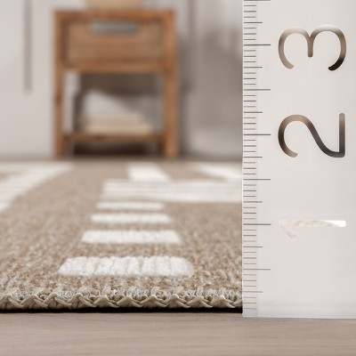 Mina Beige and Brown Geometric Reversible Washable Area Rug