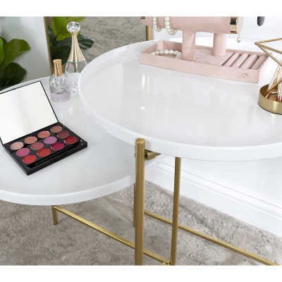 Ulani Modern Geometric Nesting Tables in Polished Gold and Gray