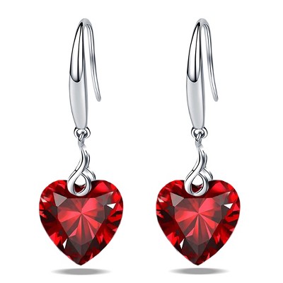Paaaawaters 925 Sterling Silver 5A 10mm Heart Cubic Zirconia Dangle Earring for Women