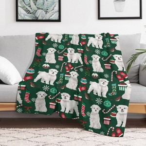Maltese Dog Christmas Christmas Throw Blanket Soft Fleece Christmas Blanket Cozy Flannel Throw for Couch Bed 60x80 inches - 1 of 1