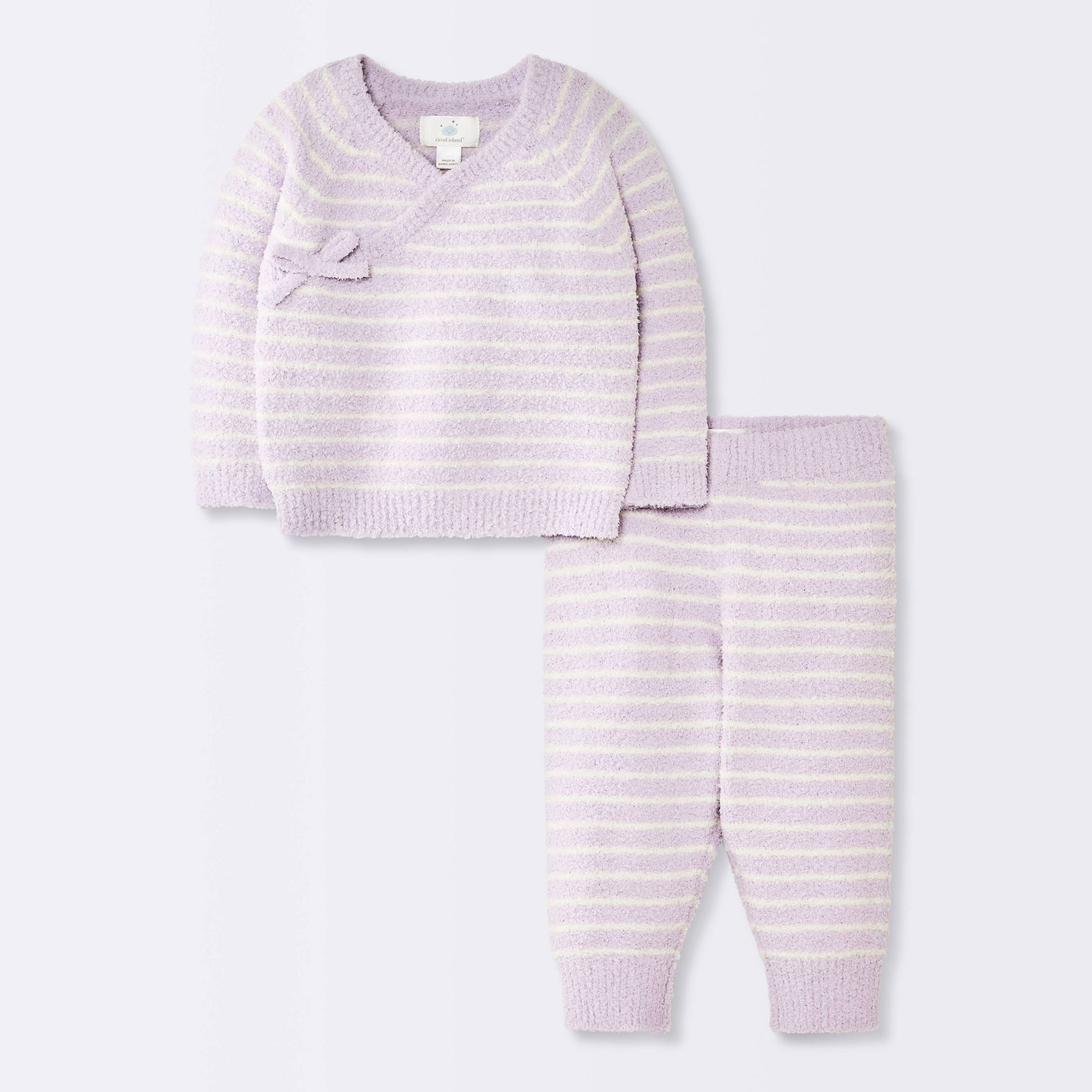 Baby Girls' 2pc Striped Chenille Wrap Top and Pants Set - Cloud Island™ Purple