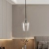 PAKOKULA Black Modern Pendant Light 1-Light with Clear Glass Shade 9.25" Wide for Kitchen Island Dining Room Entryway - 3 of 4