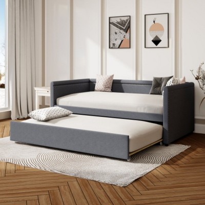 Modern Style Twin Size Upholstered Daybed with Trundle - Ideal for Guest Room, Small Bedroom, Study Room