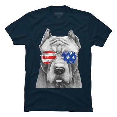 Men's Design By Humans American Pitbull With Sunglasses By T-Shirt
