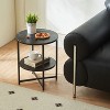 KTMBDW Round Side Table, 2-Tier End Table, Small Round Nightstand, Industrial Circular Coffee Table for Living Room, Bedroom, Black - 3 of 4