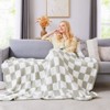 Aoibox Checkered Throw Blanket, Sage Green Soft Cozy Fluffy Hand Made Blanket for Couch, Sofa, Chair, Bed, Camping, Picnic, Travel Lightweight Blanket - 3 of 4