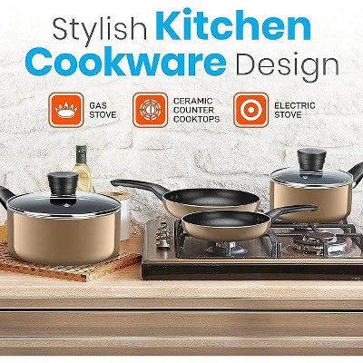 Gold Non-Stick Aluminum 6-Piece Cookware Set