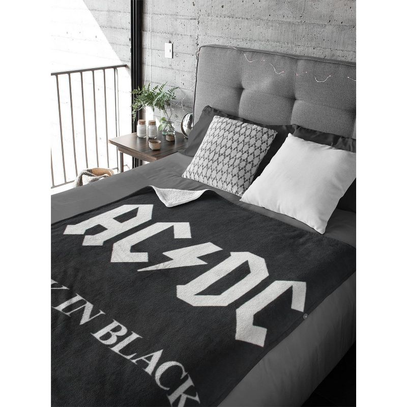 AC/DC Back In Black Super Soft And Cuddly Fleece Plush Throw Blanket Black, 4 of 6