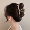 Anna-Kaci Beaded Flower Metal Hair Claw Clip with Curved Design and Textured Accents - 4 of 4
