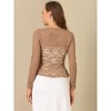 INSPIRE CHIC Women's Tie Front Ruffled Hem Floral Lace Sheer Crop Bolero Shrug - 3 of 4