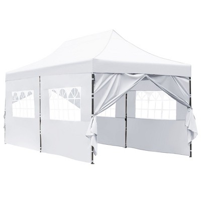 PAGED 10x20 Canopies and Gazebos with 6 Sidewalls, UV and Waterproof Protection, 3 Height Adjustable Outdoor Tent for Weddings, Beach, Khaki