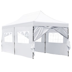 PAGED 10x20 Canopies and Gazebos with 6 Sidewalls, UV and Waterproof Protection, 3 Height Adjustable Outdoor Tent for Weddings, Beach, Khaki - 1 of 4