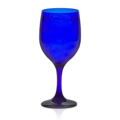Set of 2 Libbey Libby Stem Wine Glass Classic Aqua Baby Blue Water Goblets  8”