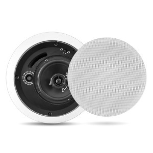 8" In-Wall/In-Ceiling Stereo Speakers for Home Audio with 300W Power, Dual Speakers, Rotary Tap Select - 1 of 4
