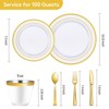 Itopfox Gold Disposable Plates, Plastic Dinnerware Set Includes 100 Dinner Plates, 100 Dessert Plates, 100 Spoons, 100 Forks, 100 Knives, 100 Cups - 3 of 4