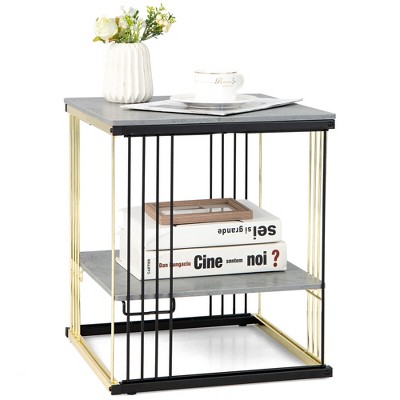 Tangkula 2-tier Side End Coffee Table Square Nightstand for Living Room Bedroom