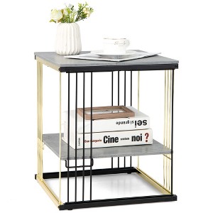 Tangkula 2-tier Side End Coffee Table Square Nightstand for Living Room Bedroom - 1 of 4