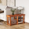 Aghana Digitals 3-Tier Acacia Wood Shoe Bench, Rustic Teak Entryway Organizer with Storage Shelves - 2 of 4