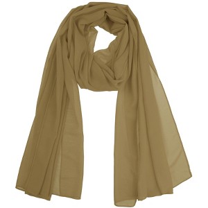 Elerevyo Women's Solid Chiffon Sheer Lightweight Soft Long Scarf Shawl 1 Pc - 1 of 4