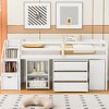 NicBex Full Size Bunk Bed with Movable Desk Pine Bed Frame with Drawers, Shelves, Storage Stairs and Guardrail, No Box Spring Required - 2 of 4