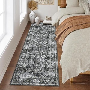 Acekool Vintage Area Rug, Washable Soft Low Pile Non Slip Carpet for Bedroom Living Room, Easy Care Retro Indoor Decor - 1 of 4