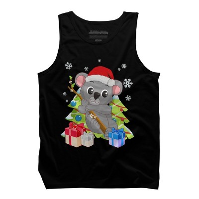 Men's Design By Humans Santa Climbing Koala Bear Christmas T-Shirt By thebeardstudio Tank Top
