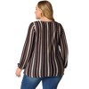 Agnes Orinda Women's Plus Size Colorful Elastic Cuff Crew Neck Long Sleeve Stripe Blouses - 4 of 4