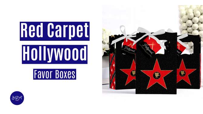Big Dot of Happiness Red Carpet Hollywood - Movie Night Party Favor Boxes - Set of 12, 2 of 7, play video