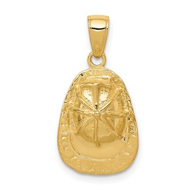 Black Bow Jewelry 14k Yellow Gold 3D Firefighter Hat Pendant