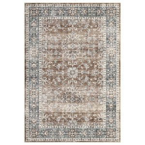 Washable Vintage Floral Living Room Rugs, Distressed Print Non Slip Bedroom Carpet, Retro Accent Dining Room Kitchen Rugs - 1 of 4