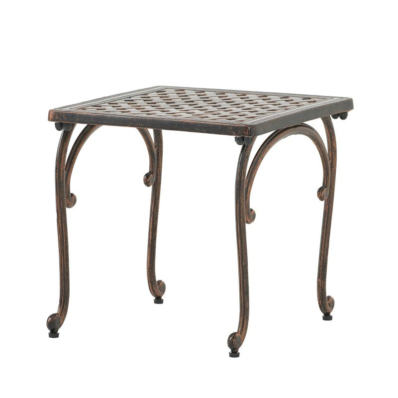 Mckinley Set of 2 Cast Aluminum Patio End Tables - Copper - Christopher Knight Home, 3 of 10