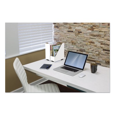 White Corrugated Cardboard Magazine Holder, 4 x 9.25 x 11.75