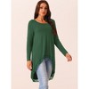 Seta T Women's High Low Tops Long Sleeve Lace Trim Crewneck Irregular Hem Flowy Blouse Tops - 2 of 4