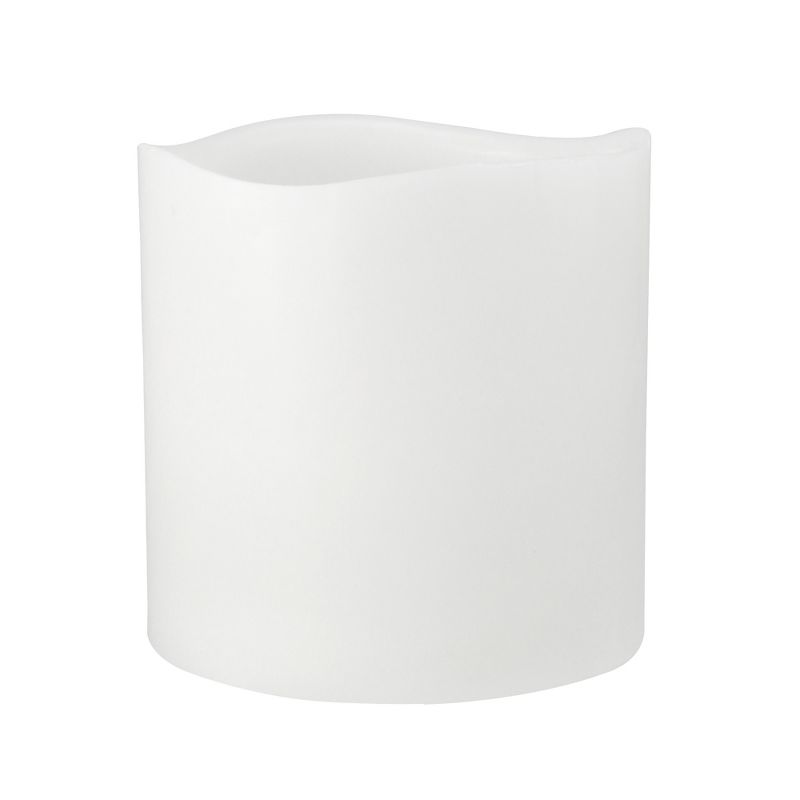 Northlight 6" Prelit LED Battery Operated Flameless 3-Wick Flickering Pillar Candle - White, 1 of 4