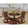 3-Piece Mahogany Finish Solid Wood Top-Round Upholstered Dining Room Set-Seats 4 - 2 of 4
