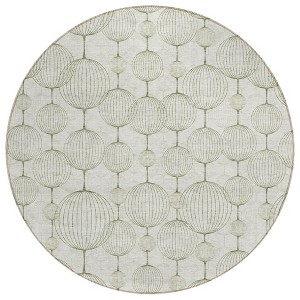 Green And Beige Geometric Washable Indoor Outdoor Area Rug - 1 of 4
