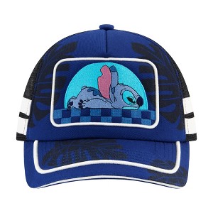 Disney Lilo & Stitch Adult Stitch Embroidered Logo Adjustable Trucker Hat - 1 of 4