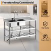 Freestanding 2-Tank One-Shower Sink – Stainless Steel, Corrosion Resistant, Adjustable Legs for Uneven Surfaces - 4 of 4