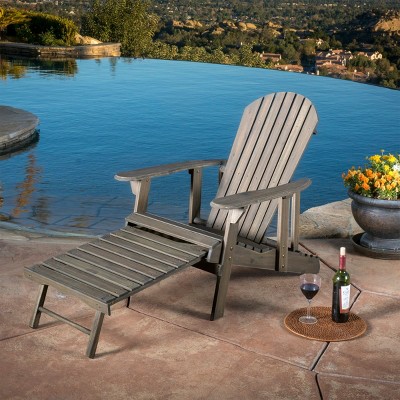 Foldable Acacia Wood Patio Accent Chair With Extendable Leg Rest,Stackable Arm Rest,Slatted Seat And Back,Patio Chair Outdoor -Maison Boucle