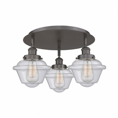Oxford - 3 Light Flush Mount In Art Deco Style-8 Inches Tall and 18.25 Inches Wide