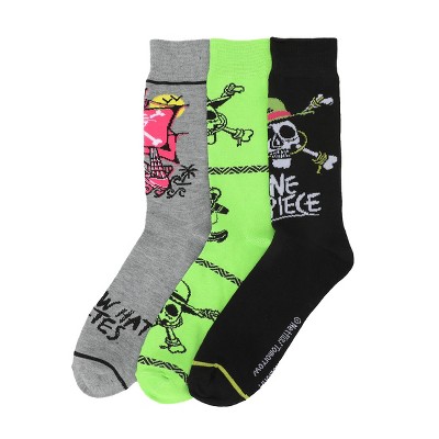One Piece Straw Hat Pirate Icons Adult 3-pair Casual Crew Socks : Target