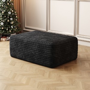 Gulches Black Plush Corduroy Sofa Ottoman - No Assembly Required, Mattress-Like Comfort, High-Weight Fabric for Living Room Leisure Area - 1 of 4