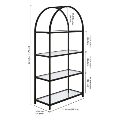 62" Blackened Bronze Arched Étagère with Glass Shelves