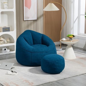 Bean Bag Sofa Chair with Padded Foam Padding Compressed With Footrest - 1 of 3