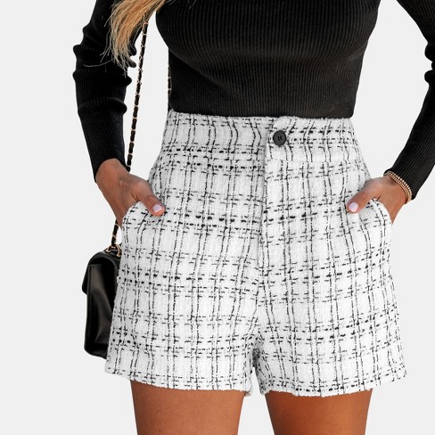 plaid high waisted shorts