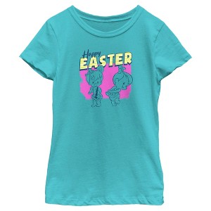 Girl's The Flintstones Pebbles and Bamm-Bamm Happy Easter T-Shirt - 1 of 4