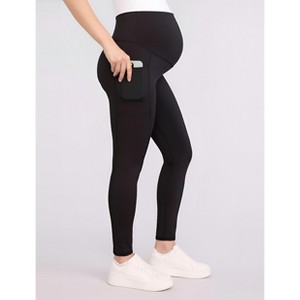 Women's Over the Belly Side Pocket Active Maternity Leggings | Motherhood Maternity - 1 of 4