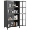 TiramisuBest Metal Sideboard Cabinet with 4 Glass Doors, Steel Locker Buffet Cabinet for Kitchen, Coffee Bar & Living Room, Black - 3 of 4
